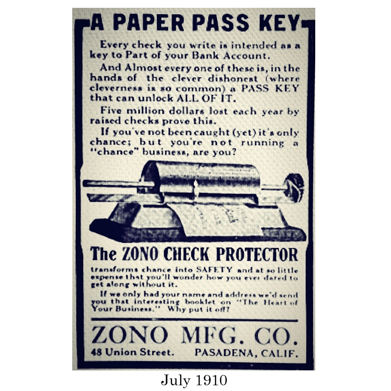 ZONO Check Protector circa 1906